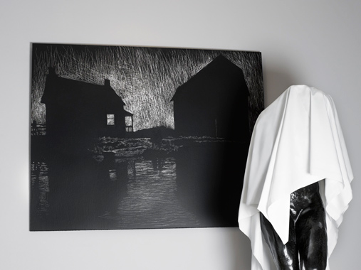 How we no longer represent how we are represented by nicolas ruston situated next to a bronze sculpture, Eve (1883) by Auguste Rodin